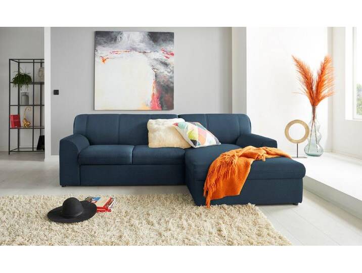 DOMO collection Ecksofa Topper, elegant und zeitlos, kompaktes Stellmaß 245/155cm, L-Form, mit Recamiere, blau, Mit Bettfunktion, dunkelblau DOMO collection Ecksofa Topper, elegant und zeitlos, kompaktes Stellmaß 245/155cm, L-Form, mit Recamiere, blau, Mit Bettfunktion, dunkelblau von Domo-collection