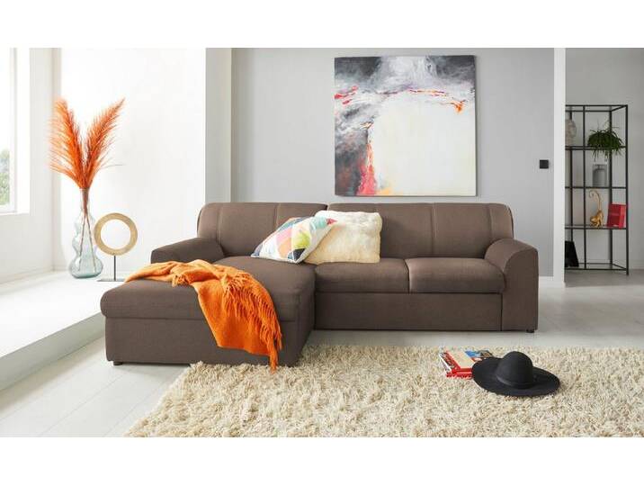 DOMO collection Ecksofa Topper, elegant und zeitlos, kompaktes Stellmaß 245/155cm, L-Form, mit Recamiere, braun, Ohne Bettfunktion, braun von Domo-collection