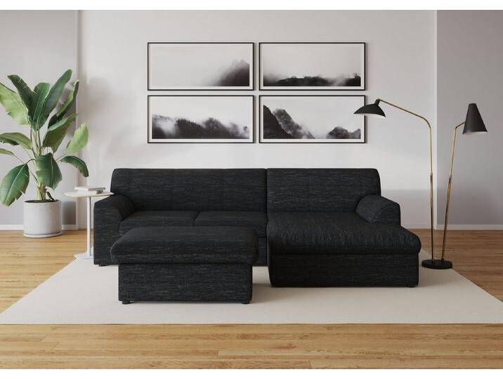 DOMO collection Ecksofa Topper, elegant und zeitlos, kompaktes Stellmaß 245/155cm, L-Form, mit Recamiere, grau, Ohne Bettfunktion, anthrazit-gr von Domo-collection