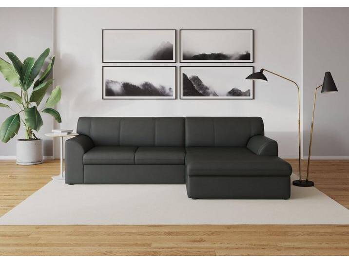 DOMO collection Ecksofa Topper, elegant und zeitlos, kompaktes Stellmaß 245/155cm, L-Form, mit Recamiere, grau, Ohne Bettfunktion, dunkelgrau von Domo-collection