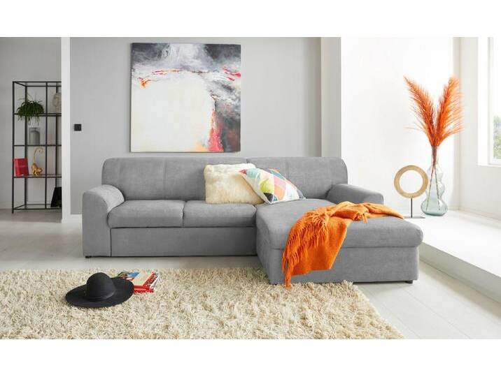 DOMO collection Ecksofa Topper, elegant und zeitlos, kompaktes Stellmaß 245/155cm, L-Form, mit Recamiere, grau, Ohne Bettfunktion, hellgrau von Domo-collection