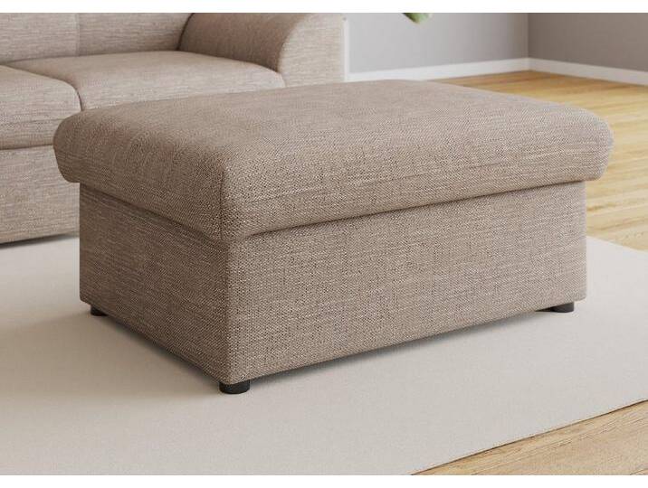 DOMO collection Hocker Topper, mit Wellenunterfederung, auf Kunststoffgleitern, beige braun, braun-beige von Domo-collection