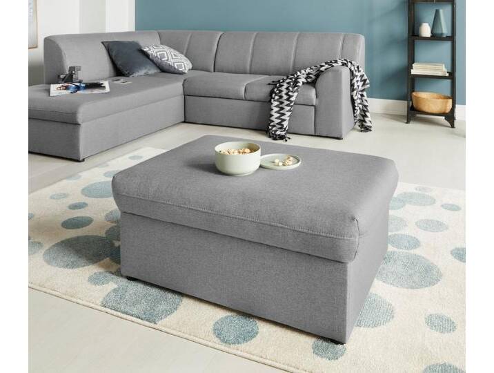 DOMO collection Hocker Topper, mit Wellenunterfederung, auf Kunststoffgleitern, grau, hellgrau von Domo-collection