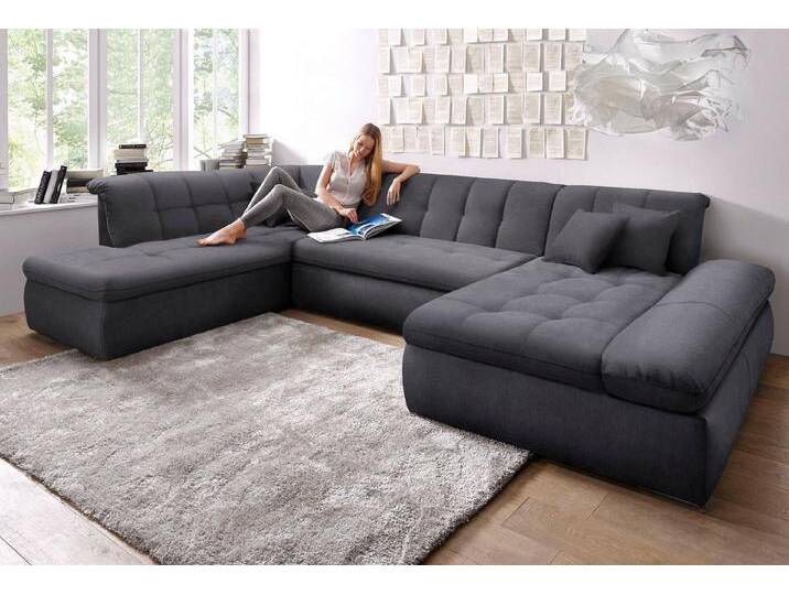 DOMO collection Wohnlandschaft Moric Luxus incl. Zierkissen, U-Form, bis 140kg pro Sitzplatz belastbar, XXL B/T/H: 353/216/80 cm, grau, grau von Domo-collection