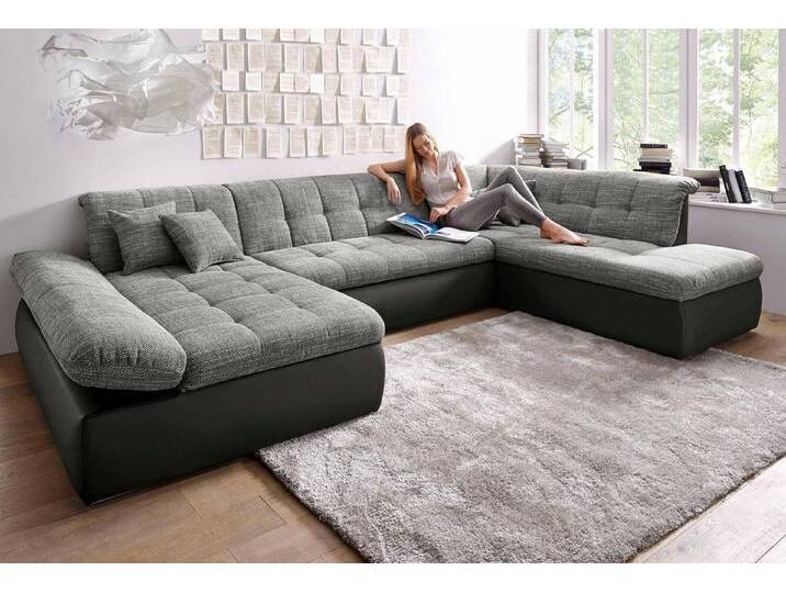 DOMO collection Wohnlandschaft Moric U-Form, auch in Cord, Breite 353cm, viel Platz, im XXL-Format, grau schwarz von Domo-collection