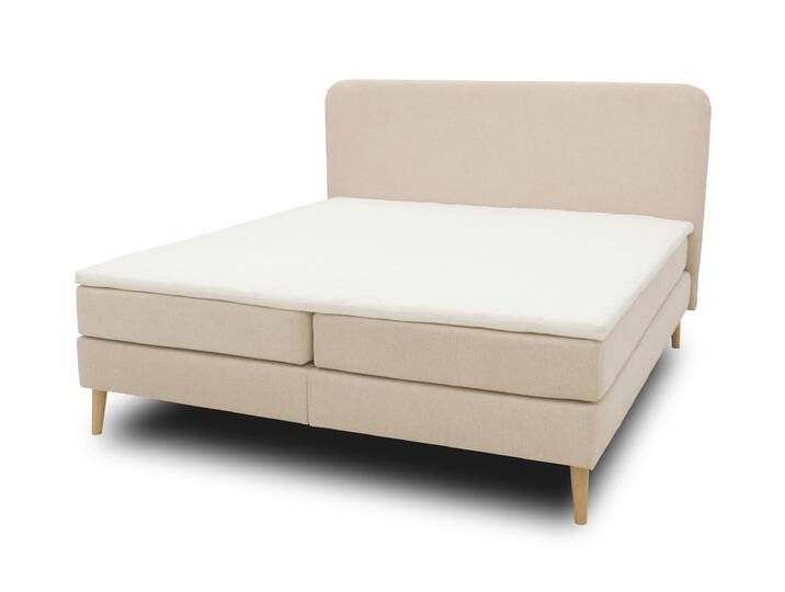 Domo collection Boxspringbett mit festem Kopfteil - 187x210x119cm - beige - Polyester / Polyamid / Holz von Domo-collection