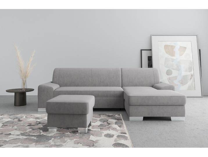 Ecksofa DOMO COLLECTION Anzio L-Form, whlw. Bettfunktion, Federkern, hochwertig, Breite 271 cm , grau, B:271cm H:85cm T:160cm, Sofas, Ohne Bettfunktion, Recamiere links, Luxus-Microfaser, dunkelgrau von Domo-collection