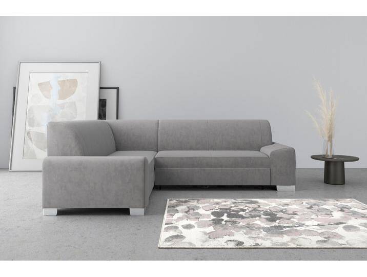 Ecksofa DOMO COLLECTION Anzio in kubischer Formensprache, flache Armlehnen, L-Form , grau, B:259cm H:85cm T:191cm, Sofas, Wahlweise mit Bettfunktion und Federkern für hohen Sitzkomfort von Domo-collection