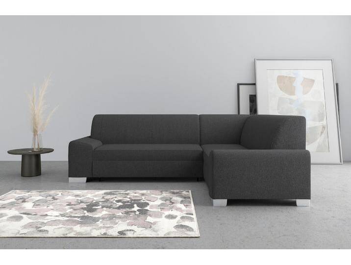 Ecksofa DOMO COLLECTION Anzio in kubischer Formensprache, flache Armlehnen, L-Form , grau (anthratzit), B:259cm H:85cm T:191cm, Sofas, Wahlweise mit Bettfunktion und Federkern für hohen Sitzkomfort von Domo-collection