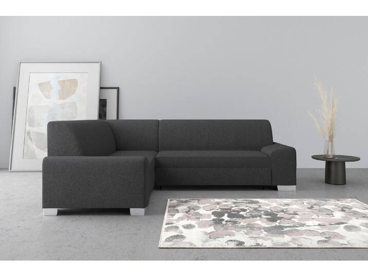 Ecksofa DOMO COLLECTION Anzio in kubischer Formensprache, flache Armlehnen, L-Form , grau (anthratzit), B:259cm H:85cm T:191cm, Sofas, Wahlweise mit Bettfunktion und Federkern für hohen Sitzkomfort von Domo-collection