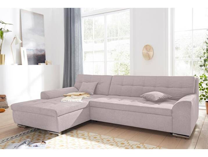 Ecksofa DOMO COLLECTION Aversa, moderne Steppung im Sitz und Rücken, geschwungene Armlehnen , grau (taupe), B:267cm H:83cm T:178cm, Struktur weich (100% Polyester), Luxus-Microfaser (100% Polyester), Struktur (100% Polyester), Sofas, L-Form, wahlweise mit Bettfunktion von Domo-collection