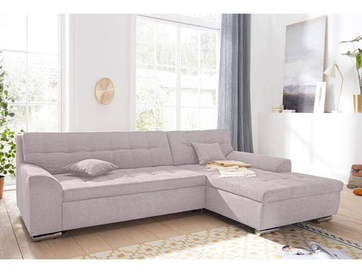 Ecksofa DOMO COLLECTION Aversa, moderne Steppung im Sitz und Rücken, geschwungene Armlehnen , grau (taupe), B:267cm H:83cm T:178cm, Struktur weich (100% Polyester), Luxus-Microfaser (100% Polyester), Struktur (100% Polyester), Sofas, L-Form, wahlweise mit Bettfunktion von Domo-collection