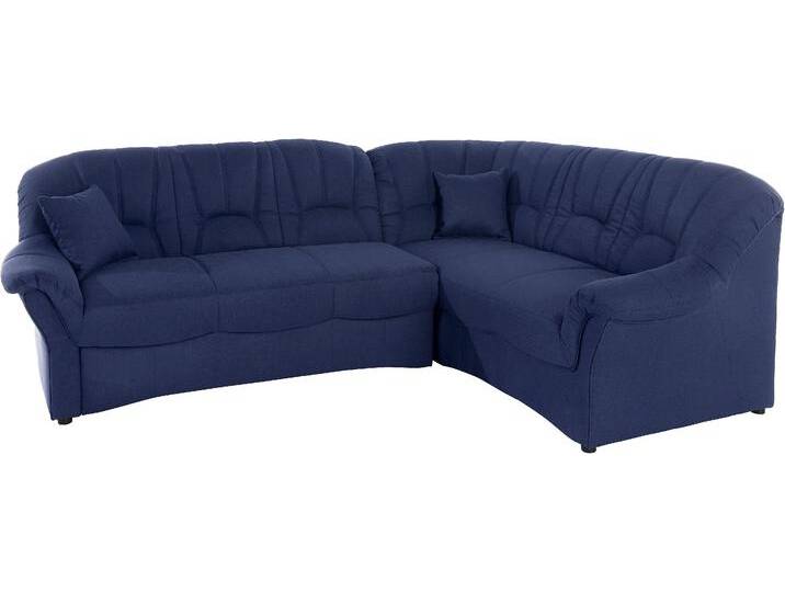 Ecksofa DOMO COLLECTION Bahia, zeitlos und elegant, bequeme Armlehnen, L-Form , blau (dunkelblau), B:256cm H:91cm T:200cm, Luxus-Microfaser (100% Polyester), mit Muster, Struktur (100% Polyester), Sofas, Microfaser, natur von Domo-collection