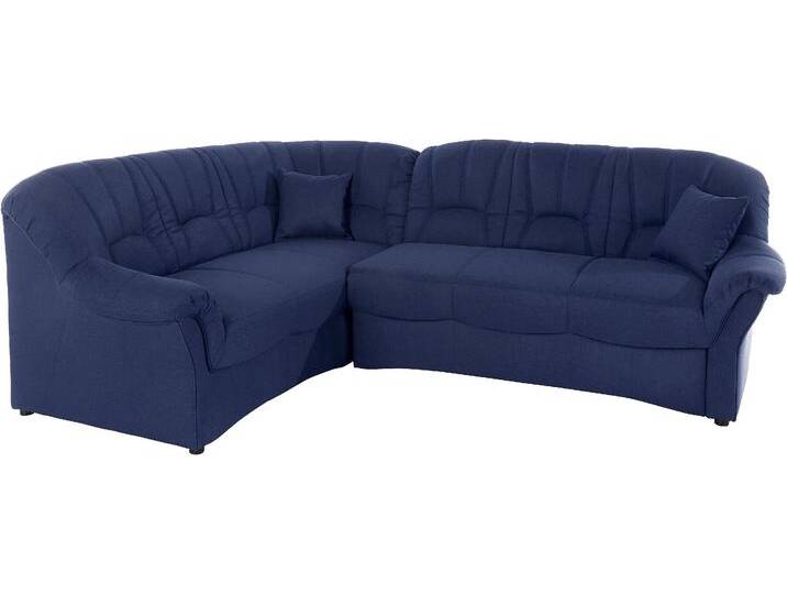 Ecksofa DOMO COLLECTION Bahia, zeitlos und elegant, bequeme Armlehnen, L-Form , blau (dunkelblau), B:256cm H:91cm T:200cm, Luxus-Microfaser (100% Polyester), mit Muster, Struktur (100% Polyester), Sofas, Microfaser, natur von Domo-collection