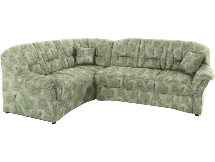Ecksofa DOMO COLLECTION Bahia L-Form, B/T: 256/200 cm, belastbar bis 140kg/Sitz, mit Federkern , grün, B:256cm H:91cm T:200cm, Luxus-Microfaser (100% Polyester), mit Muster, Struktur (100% Polyester), Sofas, Microfaser, natur von Domo-collection