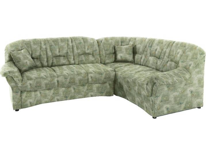 Ecksofa DOMO COLLECTION Bahia L-Form, B/T: 256/200 cm, belastbar bis 140kg/Sitz, mit Federkern , grün, B:256cm H:91cm T:200cm, Luxus-Microfaser (100% Polyester), mit Muster, Struktur (100% Polyester), Sofas, Microfaser, natur von Domo-collection