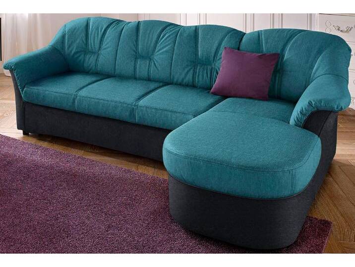 Ecksofa DOMO COLLECTION Flores Schlafsofa, B/T/H: 233/142/86 cm, L-Form , schwarz (schwarz, petrol), B:231cm H:84cm T:142cm, Kunstleder SOFTLUX / Struktur ( 90% Polyester, 10% Polyacryl ), NaturLEDER (echtes Rindsleder) in Sitz und Rücken. Korpus in passendem Kunstleder SOFTLUX bezogen, Microfaser PRIMABELLE (100% Polyester) / Struktur ( 100% Polyester ), Sofas, wahlweise mit Bettfunktion, wahlweise mit Federkern, auch in Leder, Topseller von Domo-collection
