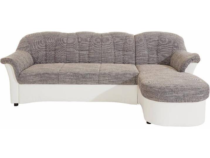 Ecksofa DOMO COLLECTION Flores Schlafsofa, B/T/H: 233/142/86 cm, L-Form , weiß (weiß, weiß, grau), B:231cm H:84cm T:142cm, Kunstleder SOFTLUX / Struktur ( 90% Polyester, 10% Polyacryl );NaturLEDER (echtes Rindsleder) in Sitz und Rücken. Korpus in passendem Kunstleder SOFTLUX bezogen;Microfaser PRIMABELLE (100% Polyester) / Struktur ( 100% Polyester ), Sofas, wahlweise mit Bettfunktion, wahlweise mit Federkern, auch in Leder, Topseller von Domo-collection