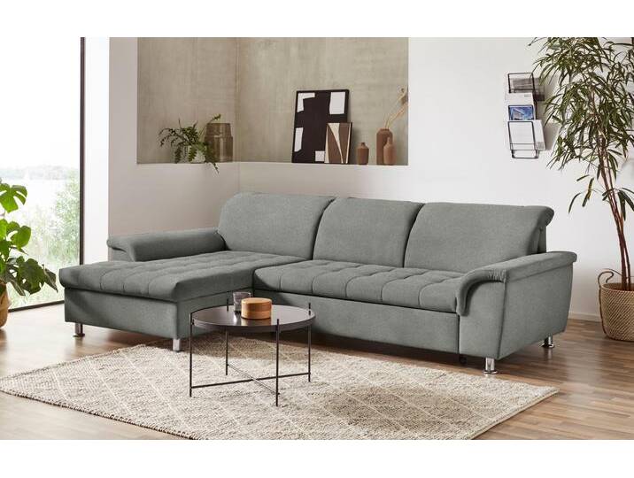 Ecksofa DOMO COLLECTION Franzi, zeitlos und elegant, moderne Sitzheftung, L-Form , grau (steel), B:279cm H:81cm T:162cm, Sofas, wahlweise mit Kopfteilverstellung (dann Tiefe: 170 cm) von Domo-collection