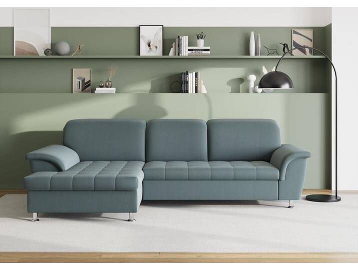 Ecksofa DOMO COLLECTION Franzi Steppung im Sitzbereich B7T/H: 278/162/80 cm, L-Form , blau (eisblau), B:278cm H:80cm T:171cm, Flachgewebe (100% Polyester), Chenille (100% Polyester), Sofas, ohne Funktion, Flachgewebe, grau von Domo-collection