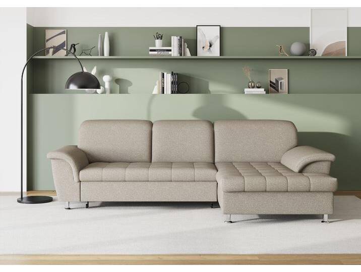 Ecksofa DOMO COLLECTION Franzi Steppung im Sitzbereich B7T/H: 278/162/80 cm, L-Form , braun (schlamm), B:278cm H:80cm T:171cm, Flachgewebe (100% Polyester), Chenille (100% Polyester), Sofas, ohne Funktion, Flachgewebe, grau von Domo-collection