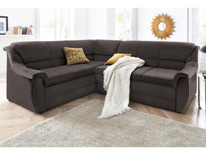 Ecksofa DOMO COLLECTION Lale zeitlose Formensprache, komfortabel, L-Form , grau (anthrazit), B:251cm H:88cm T:193cm, Struktur grob (85% Polyester, 15% Polyacryl );Struktur (100% Polyester);Microfaser PRIMABELLE (100% Polyester), Sofas, mit langem Schenkel, wahlweise mit Bettfunktion von Domo-collection