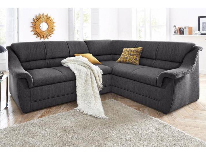 Ecksofa DOMO COLLECTION Lale zeitlose Formensprache, komfortabel, L-Form , grau (anthrazit), B:251cm H:88cm T:193cm, Struktur grob (85% Polyester, 15% Polyacryl );Struktur (100% Polyester);Microfaser PRIMABELLE (100% Polyester), Sofas, mit langem Schenkel, wahlweise mit Bettfunktion von Domo-collection