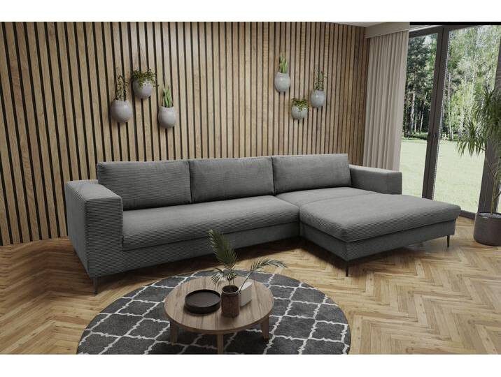 Ecksofa DOMO COLLECTION Modica, zeitlos und elegant, L-Form , grau, B:329cm H:83cm T:173cm, 100% Polyester, Sofas, moderne Optik mit extrabreiter Recamiere, auch in Cord von Domo-collection