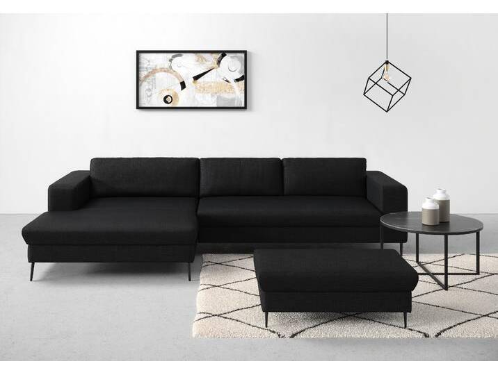 Ecksofa DOMO COLLECTION Modica, zeitlos und elegant, L-Form , grau (anthrazit), B:329cm H:83cm T:173cm, 100% Polyester, Sofas, moderne Optik mit extrabreiter Recamiere, auch in Cord von Domo-collection