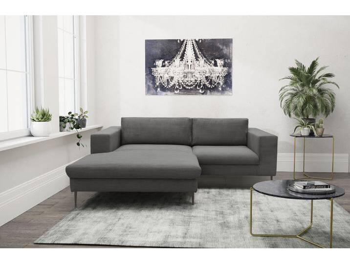 Ecksofa DOMO COLLECTION Modica kompakt und elegant, Breite 244, L-Form , grau, B:244cm H:83cm T:173cm, 100% Polyester, Sofas, moderne Optik mit extrabreiter Recamiere, auch in Cord von Domo-collection