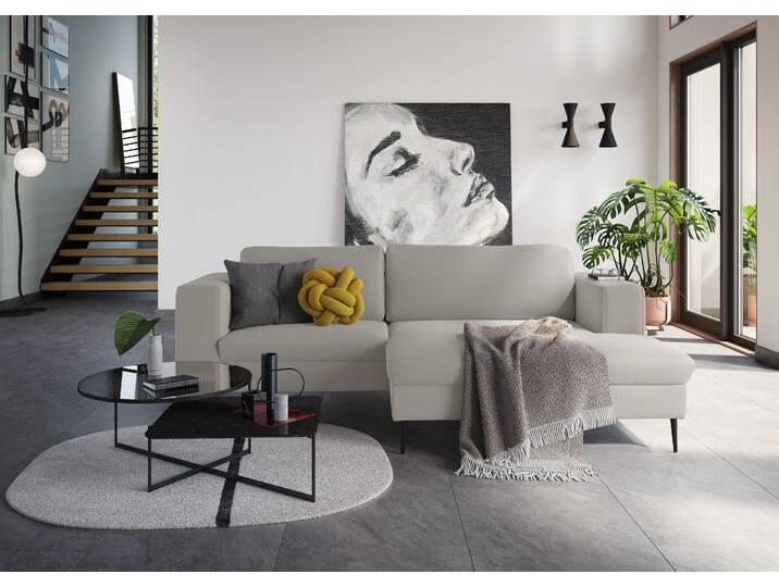 Ecksofa DOMO COLLECTION Modica kompakt und elegant, Breite 244, L-Form , grau (stone), B:244cm H:83cm T:173cm, Sofas, moderne Optik mit extrabreiter Recamiere, auch in Cord von Domo-collection