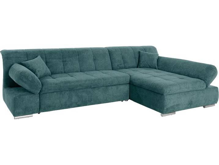 Ecksofa DOMO COLLECTION Mona L-Form , blau (petrol), B:297cm H:80cm T:173cm, Struktur fein 100% Polyester, Chenilleoptik 100% Polyester, SOFTLUX/Struktur fein 100% Polyester, Sofas, wahlweise mit Bettfunktion von Domo-collection