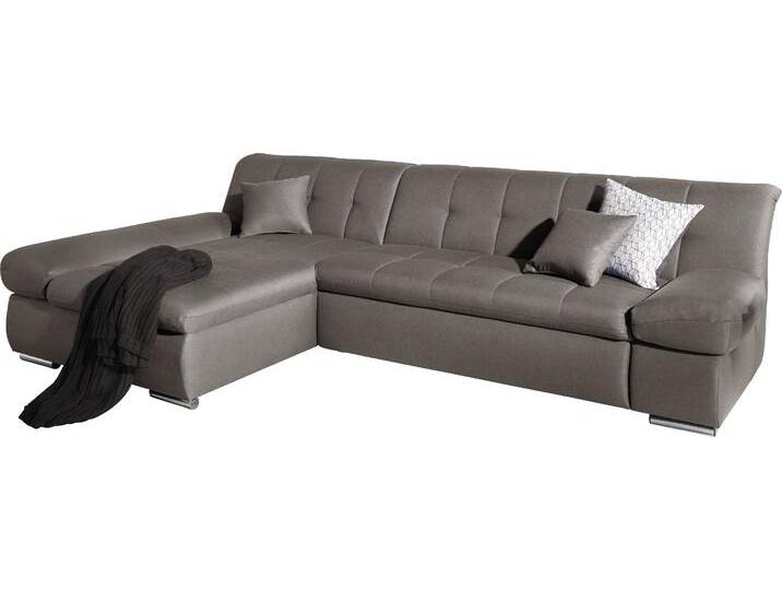 Ecksofa DOMO COLLECTION Mona L-Form , grau (stone), B:297cm H:80cm T:173cm, Struktur fein 100% Polyester, Chenilleoptik 100% Polyester, SOFTLUX/Struktur fein 100% Polyester, Sofas, wahlweise mit Bettfunktion von Domo-collection