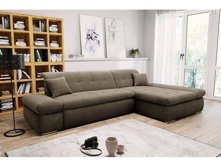 Ecksofa DOMO COLLECTION Moric, L-Form, XXL-Sofa - Breite 300cm, viel Platz, auch in Cord , braun (schlamm), B:300cm H:80cm T:172cm, Kunstleder SOFTLUX / Struktur (90% Polyester/ 10% Polyacryl);Microfaser PRIMABELLE (100% Polyester)/ Struktur (90% Polyester/ 10% Polyacryl), Sofas, wahlweise mit Bettfunktion und Armteilverstellung, Cord, Topseller von Domo-collection