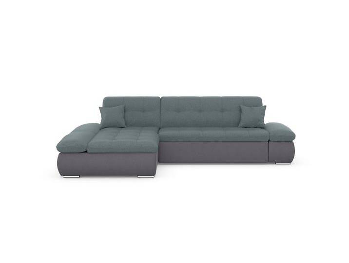 Ecksofa DOMO COLLECTION Moric, L-Form, XXL-Sofa - Breite 300cm , grau (grau, eisblau), B:300cm H:80cm T:172cm, Kunstleder SOFTLUX / Struktur (90% Polyester/ 10% Polyacryl), Microfaser PRIMABELLE (100% Polyester)/ Struktur (90% Polyester/ 10% Polyacryl), Sofas, wahlweise mit Bettfunktion und Armteilverstellung, Cord, Topseller von Domo-collection