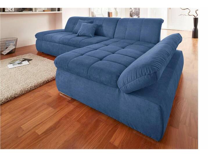 Ecksofa DOMO COLLECTION NMoric XXL, B/T/H: 300/172/80cm, L-Form , blau, B:300cm H:80cm T:172cm, Chenille (85% Polyester, 15% Acryl), Luxus-Microfaser (100% Polyester), Struktur ( 100% Polyester), Microfaser PRIMABELLE (100% Polyester), Sofas, wahlweise mit Bettfunktion und Armlehnverstellung von Domo-collection
