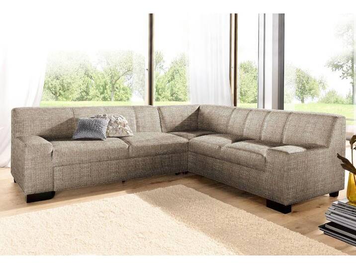 Ecksofa DOMO COLLECTION Norma, moderne Armlehnen, zeitlos und elegant, L-Form , beige, B:247cm H:74cm T:212cm, Microfaser PRIMABELLE (100% Polyester), Kunstleder SOFTLUX, Struktur (90% Polyester, 10% Polyacryl), NaturLEDER (echtes Rindsleder), Sofas, wahlweise mit Bettfunktion von Domo-collection