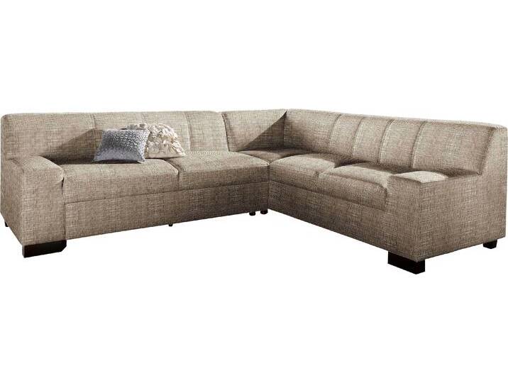 Ecksofa DOMO COLLECTION Norma, moderne Armlehnen, zeitlos und elegant, L-Form , beige, B:247cm H:74cm T:212cm, Microfaser PRIMABELLE (100% Polyester);Kunstleder SOFTLUX;Struktur (90% Polyester, 10% Polyacryl);NaturLEDER (echtes Rindsleder), Sofas, wahlweise mit Bettfunktion von Domo-collection