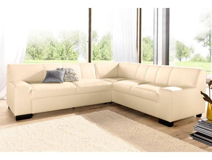 Ecksofa DOMO COLLECTION Norma, moderne Armlehnen, zeitlos und elegant, L-Form , beige (creme), B:247cm H:74cm T:212cm, Microfaser PRIMABELLE (100% Polyester), Kunstleder SOFTLUX, Struktur (90% Polyester, 10% Polyacryl), NaturLEDER (echtes Rindsleder), Sofas, wahlweise mit Bettfunktion von Domo-collection