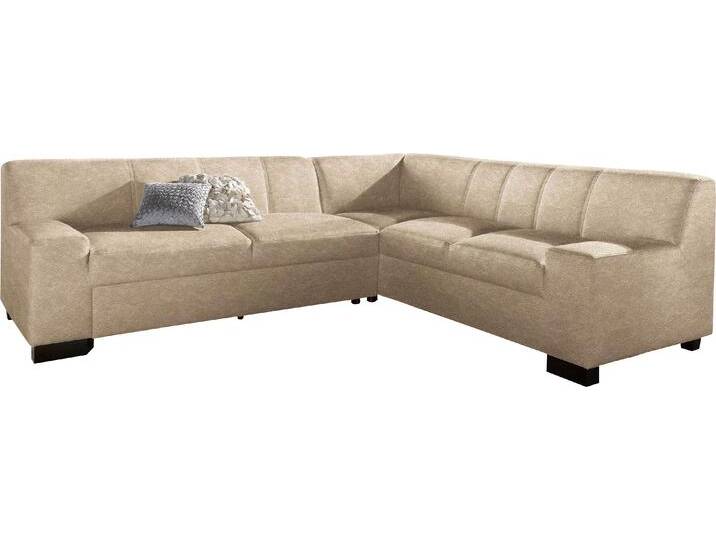 Ecksofa DOMO COLLECTION Norma, moderne Armlehnen, zeitlos und elegant, L-Form , beige (natur), B:247cm H:74cm T:212cm, Microfaser PRIMABELLE (100% Polyester);Kunstleder SOFTLUX;Struktur (90% Polyester, 10% Polyacryl);NaturLEDER (echtes Rindsleder), Sofas, wahlweise mit Bettfunktion von Domo-collection