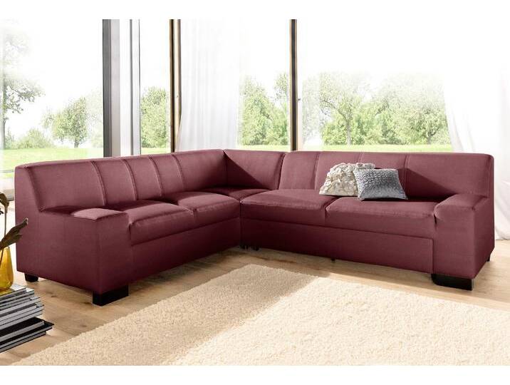 Ecksofa DOMO COLLECTION Norma, moderne Armlehnen, zeitlos und elegant, L-Form , rot (karminrot), B:247cm H:74cm T:212cm, Microfaser PRIMABELLE (100% Polyester), Kunstleder SOFTLUX, Struktur (90% Polyester, 10% Polyacryl), NaturLEDER (echtes Rindsleder), Sofas, wahlweise mit Bettfunktion von Domo-collection