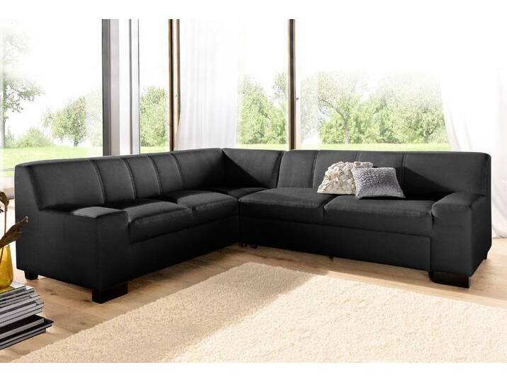 Ecksofa DOMO COLLECTION Norma, moderne Armlehnen, zeitlos und elegant, L-Form , schwarz, B:247cm H:74cm T:212cm, Microfaser PRIMABELLE (100% Polyester), Kunstleder SOFTLUX, Struktur (90% Polyester, 10% Polyacryl), NaturLEDER (echtes Rindsleder), Sofas, wahlweise mit Bettfunktion von Domo-collection