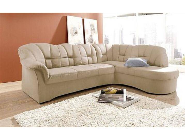 Ecksofa DOMO COLLECTION Papenburg, zeitlose Rückensteppung, elegante Armlehne, L-Form , beige (natur), B:241cm H:84cm T:178cm, Kunstleder SOFTLUX;Luxus-Microfaser (100% Polyester);Struktur ( 90% Polyester, 10% Polyacryl);Microfaser PRIMABELLE (100% Polyester), Sofas, mit Ottomane, wahlweise mit Bettfunktion von Domo-collection