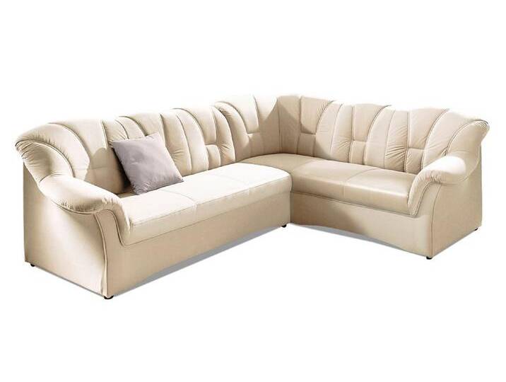 Ecksofa DOMO COLLECTION Papenburg B/T/H: 242/190/84 cm L-Form , beige (creme), B:242cm H:84cm T:190cm, Struktur ( 90% Polyester, 10% Polyacryl);Microfaser PRIMABELLE (100% Polyester);Kunstleder SOFTLUX;Luxus-Microfaser (100% Polyester), Sofas, wahlweise mit Bettfunktion, Langer Schenkel links oder rechts, Topseller von Domo-collection