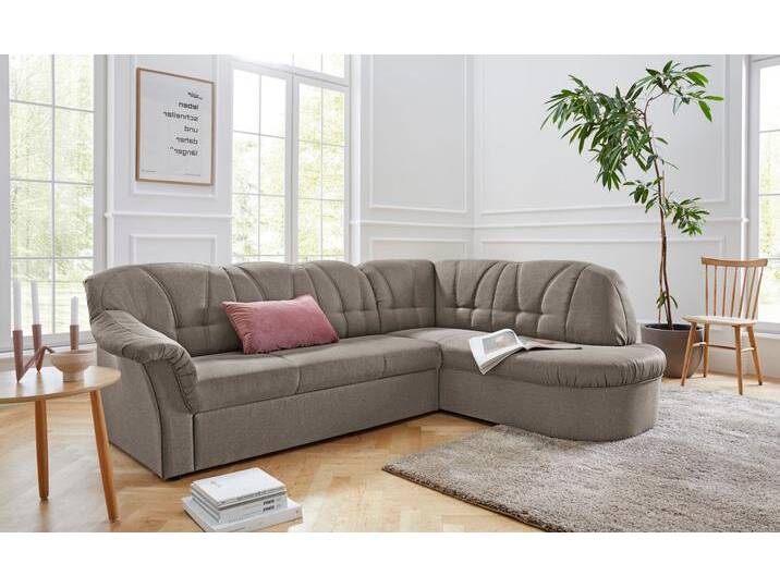 Ecksofa DOMO COLLECTION Pegnitz, elegante Rückensteppung, zeitlose Formensprache, L-Form , grau (stone), B:246cm H:82cm T:180cm, 100% Polyester, Sofas, wahlweise mit Bettfunktion von Domo-collection