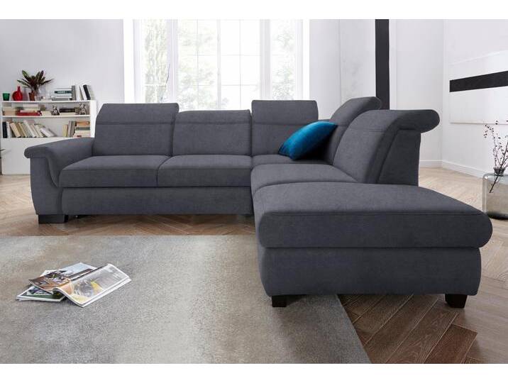 Ecksofa DOMO COLLECTION Sully komfortables Sofa, OTTOs Choice, L-Form , grau (dunkelgrau), B:273cm H:84cm T:228cm, Chenille (100% Polyester), MIcrofaser in Lederoptik (100% Polyester), Kunstleder SOFTLUX, Luxus-Microfaser(100% Polyester), Sofas, wahlweise mit Bettfunktion und Kopf- bzw. Rückenverstellung von Domo-collection