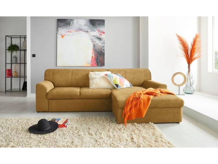 Ecksofa DOMO COLLECTION Topper, elegant und zeitlos, kompaktes Stellmaß 245/155cm, L-Form , gelb (senf), B:245cm H:78cm T:155cm, Sofas, mit Recamiere, wahlweise mit Schlaffunktion von Domo-collection