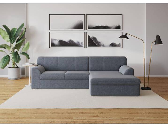 Ecksofa DOMO COLLECTION Topper, elegant und zeitlos, kompaktes Stellmaß 245/155cm, L-Form , grau (dunkelgrau), B:245cm T:155cm, Sofas, mit Recamiere, wahlweise mit Schlaffunktion von Domo-collection