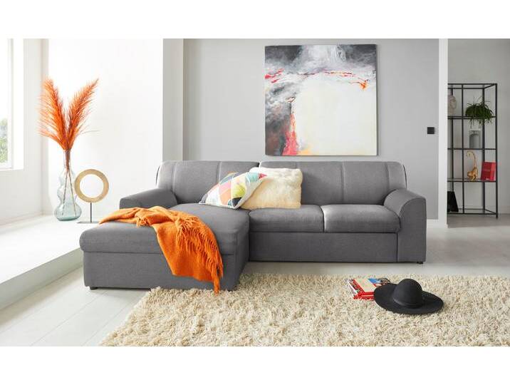 Ecksofa DOMO COLLECTION Topper, elegant und zeitlos, kompaktes Stellmaß 245/155cm, L-Form , grau (hellgrau), B:245cm H:78cm T:155cm, Sofas, mit Recamiere, wahlweise mit Schlaffunktion von Domo-collection