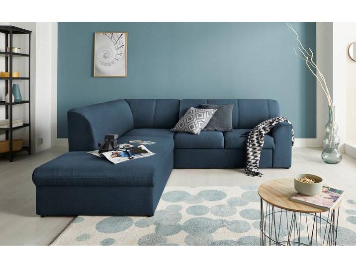 Ecksofa DOMO COLLECTION Topper zeitlos elegant, kompakte Stellmaße, OTTOs Choice, L-Form , blau (dunkelblau), B:237cm H:78cm T:200cm, Sofas, mit Ottomane, wahlweise mit Schlaffunktion von Domo-collection